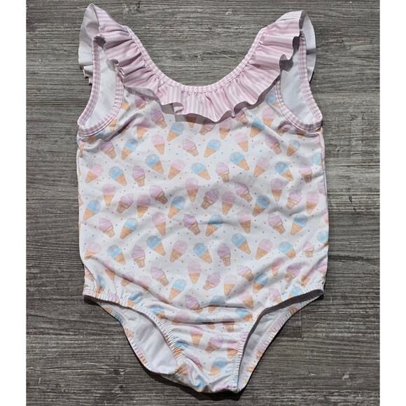 James & Lottie Pink Ruffle Bow Ice Cream One Piece Swimsuit - Picture 8 of 8